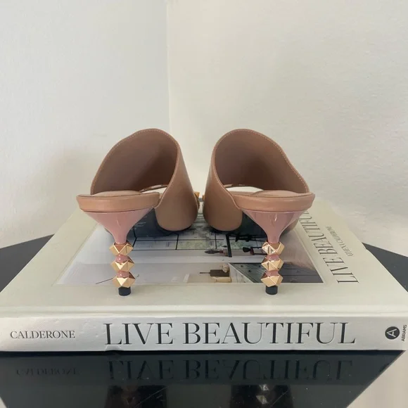 Valentino Rockstud Tower-Heel Mule Sandals - Picture 5 of 8